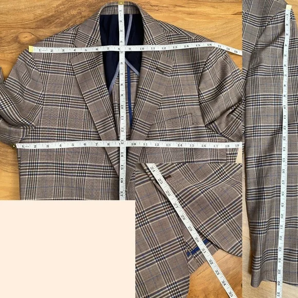 Cole Haan Men's Wool Plaid Blazer Sport Coat Preppy Academia Brown Blue Size 40L
